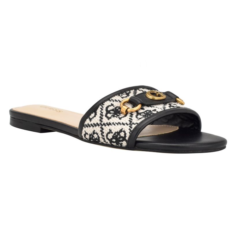 Hammi One Band Flat Sandals with Logo and Hardware