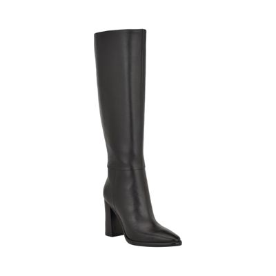 Guess Women's Lannie Block Heel Almond Toe Tall Dress Boots, Black, 9M -  0196826757508