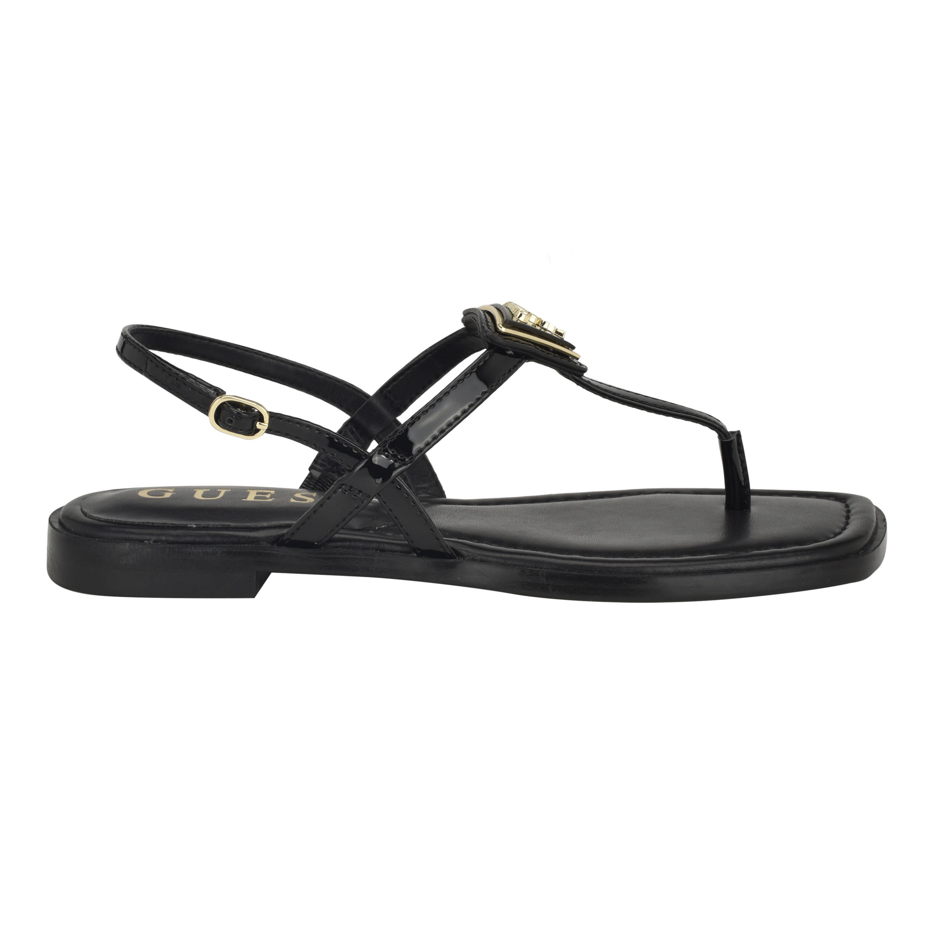Rainey Logo Sqaure Toe T-Strap Flat Sandals