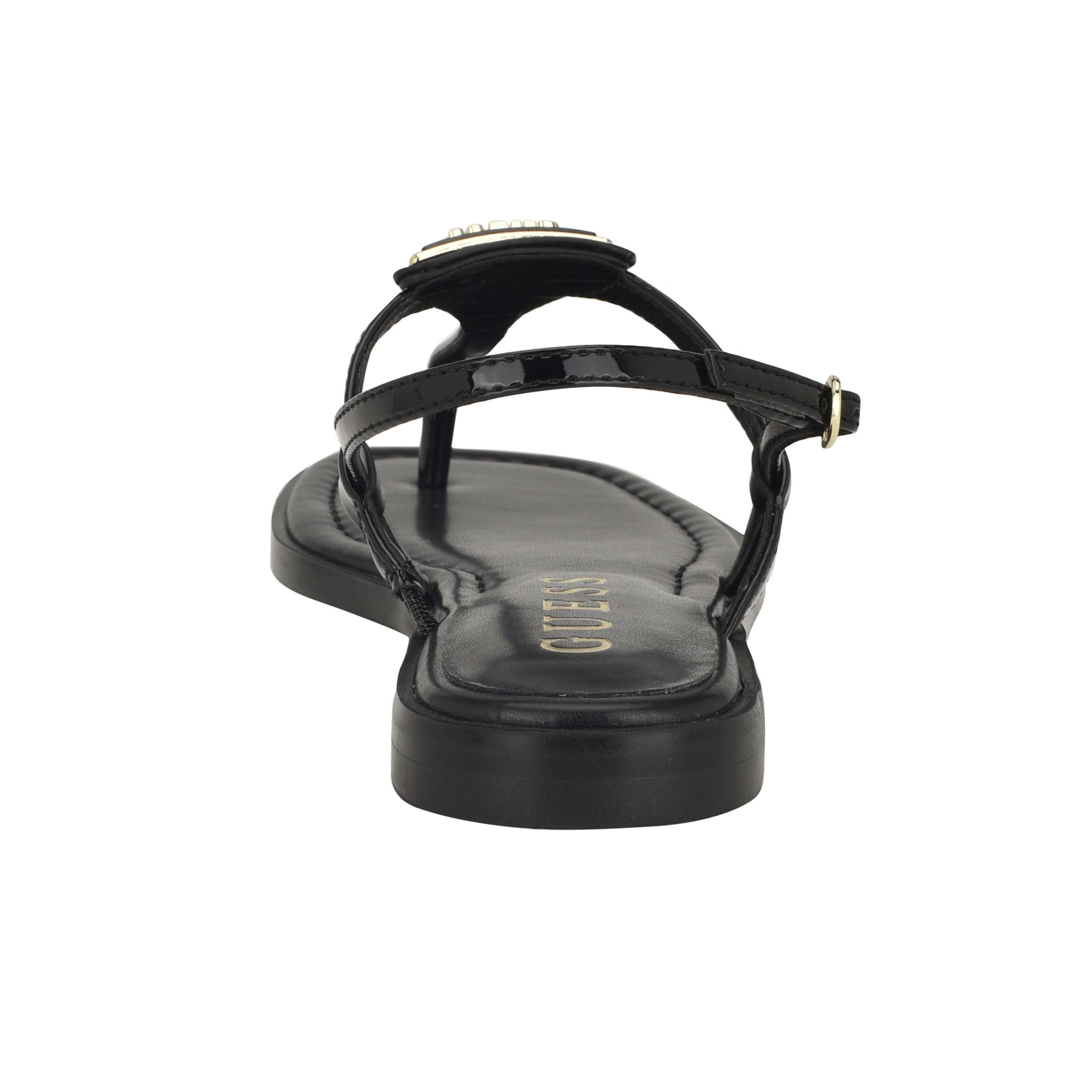Rainey Logo Sqaure Toe T-Strap Flat Sandals