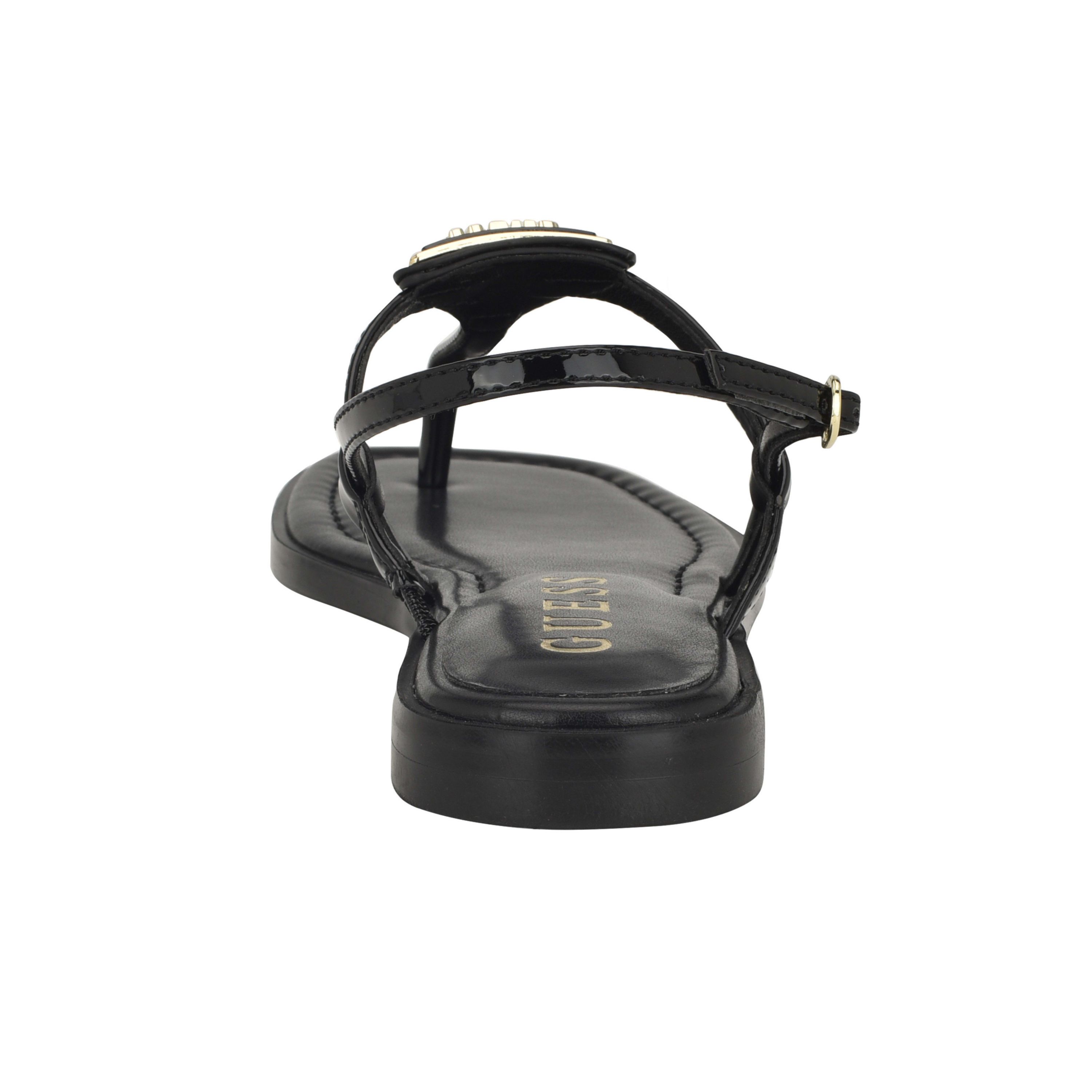 Rainey Logo Sqaure Toe T-Strap Flat Sandals