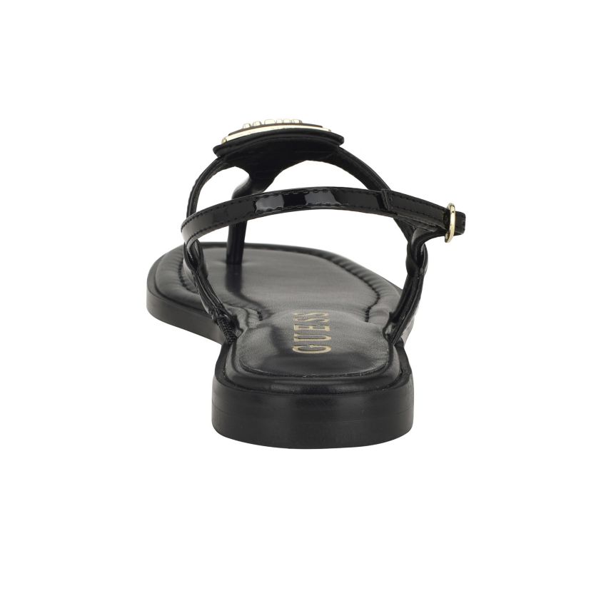 Rainey Logo Sqaure Toe T-Strap Flat Sandals