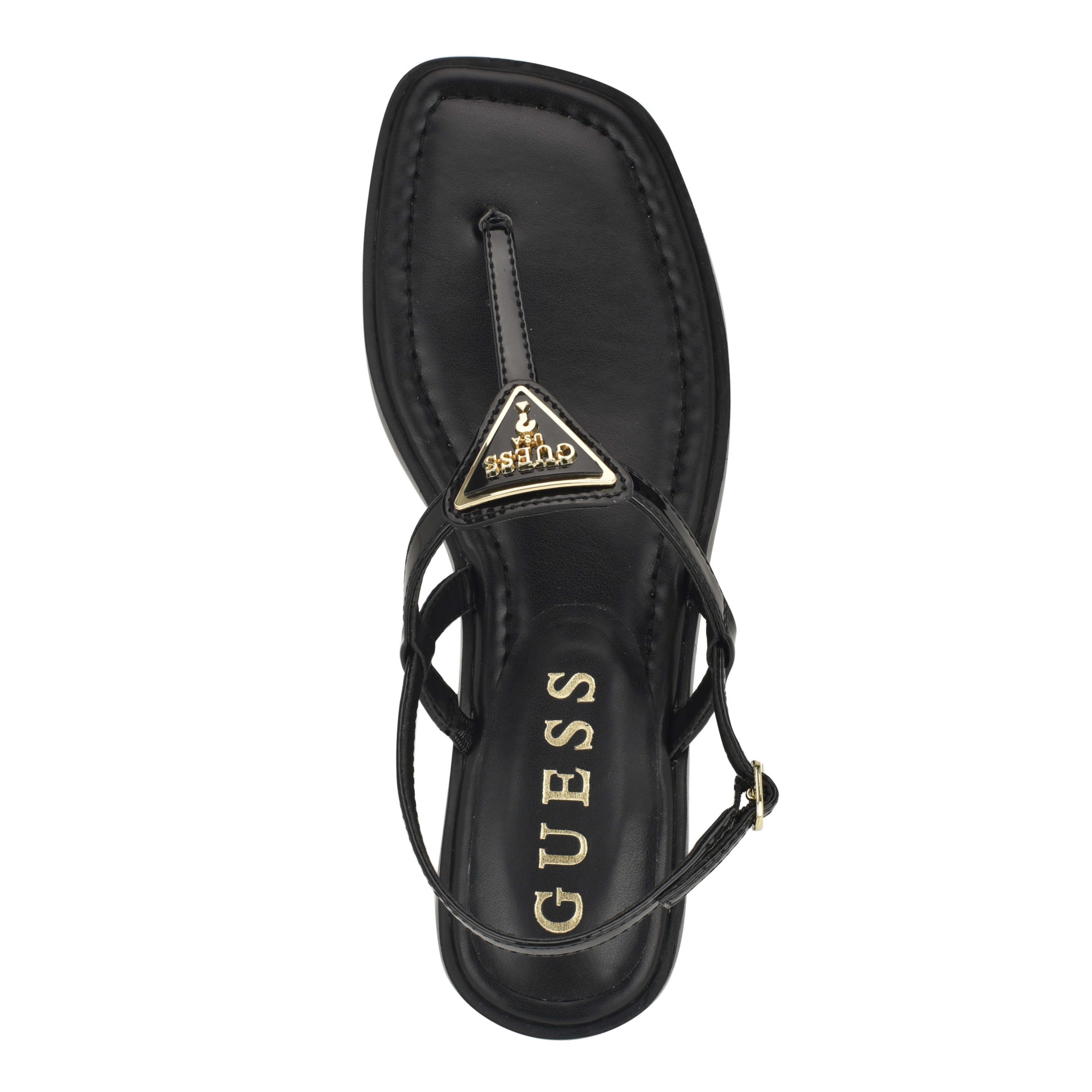 Rainey Logo Sqaure Toe T-Strap Flat Sandals