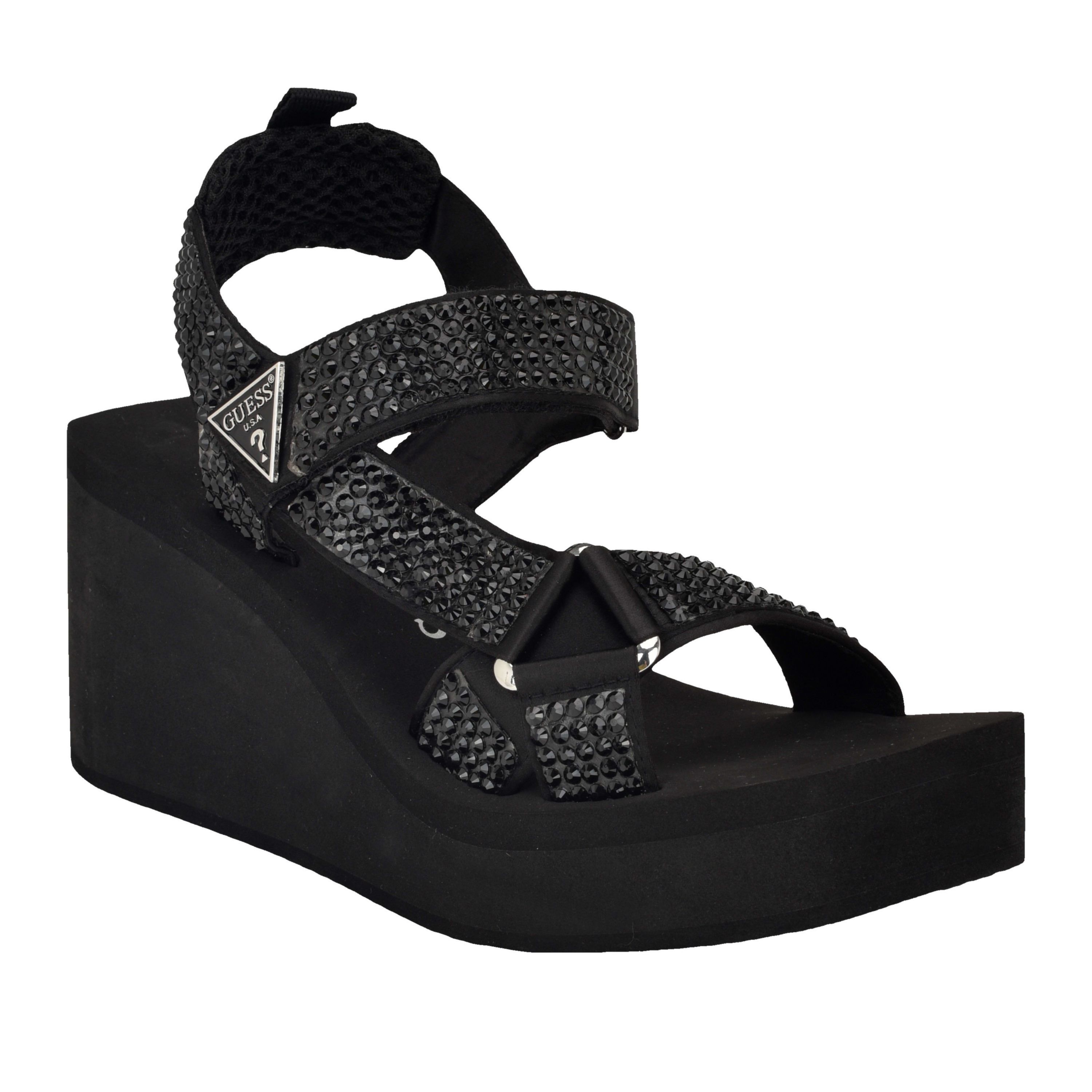 GUESS® Dawsin Rhinestone EVA Strappy Wedge Sandals | Belk