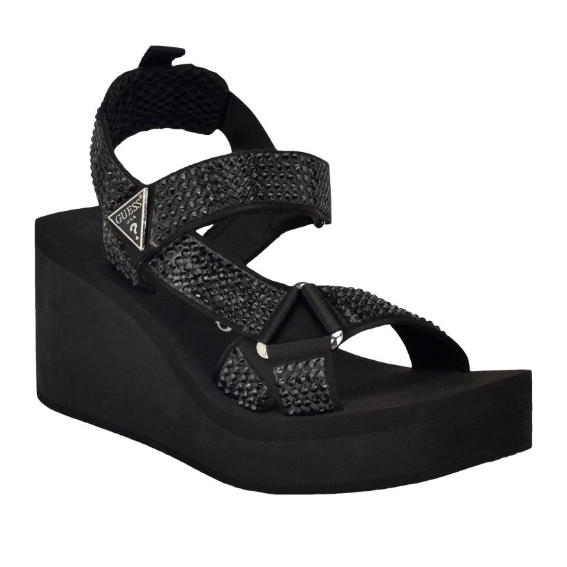 Dawsin Rhinestone EVA Strappy Wedge Sandals