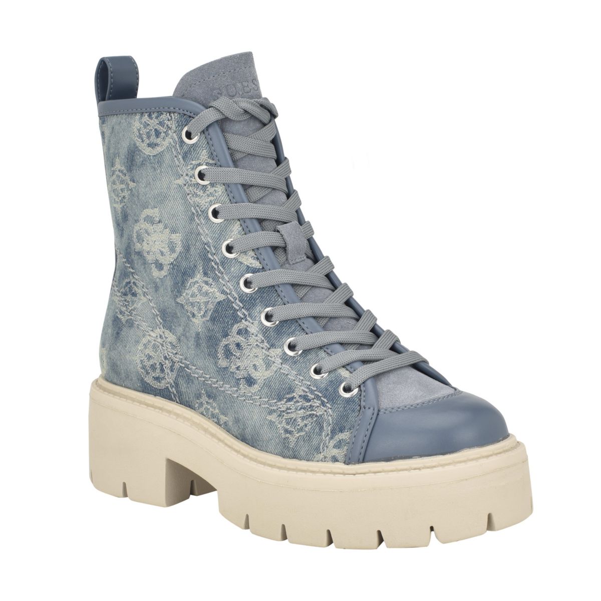 Shutter Lace-Up Combat Boots with Logo Pattern