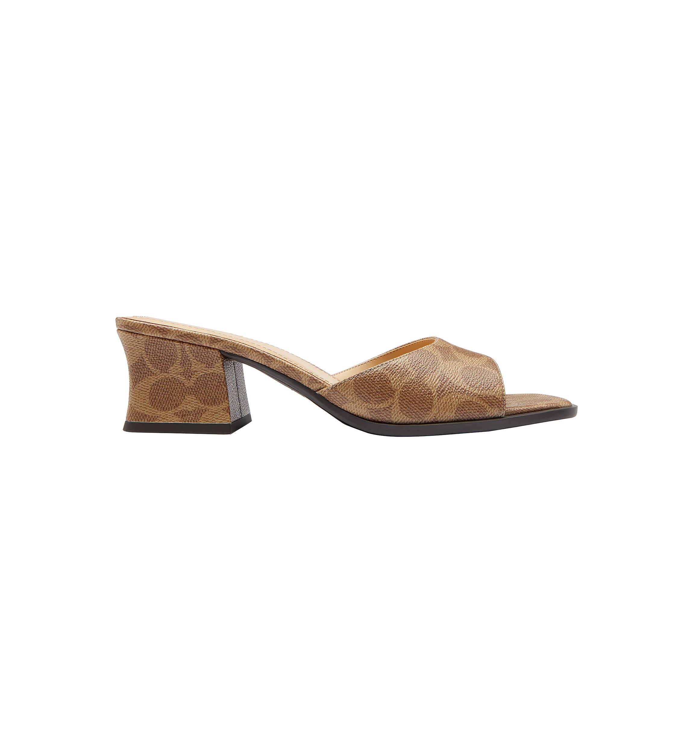 Sculpted C Block Heel Signature Canvas Sandals