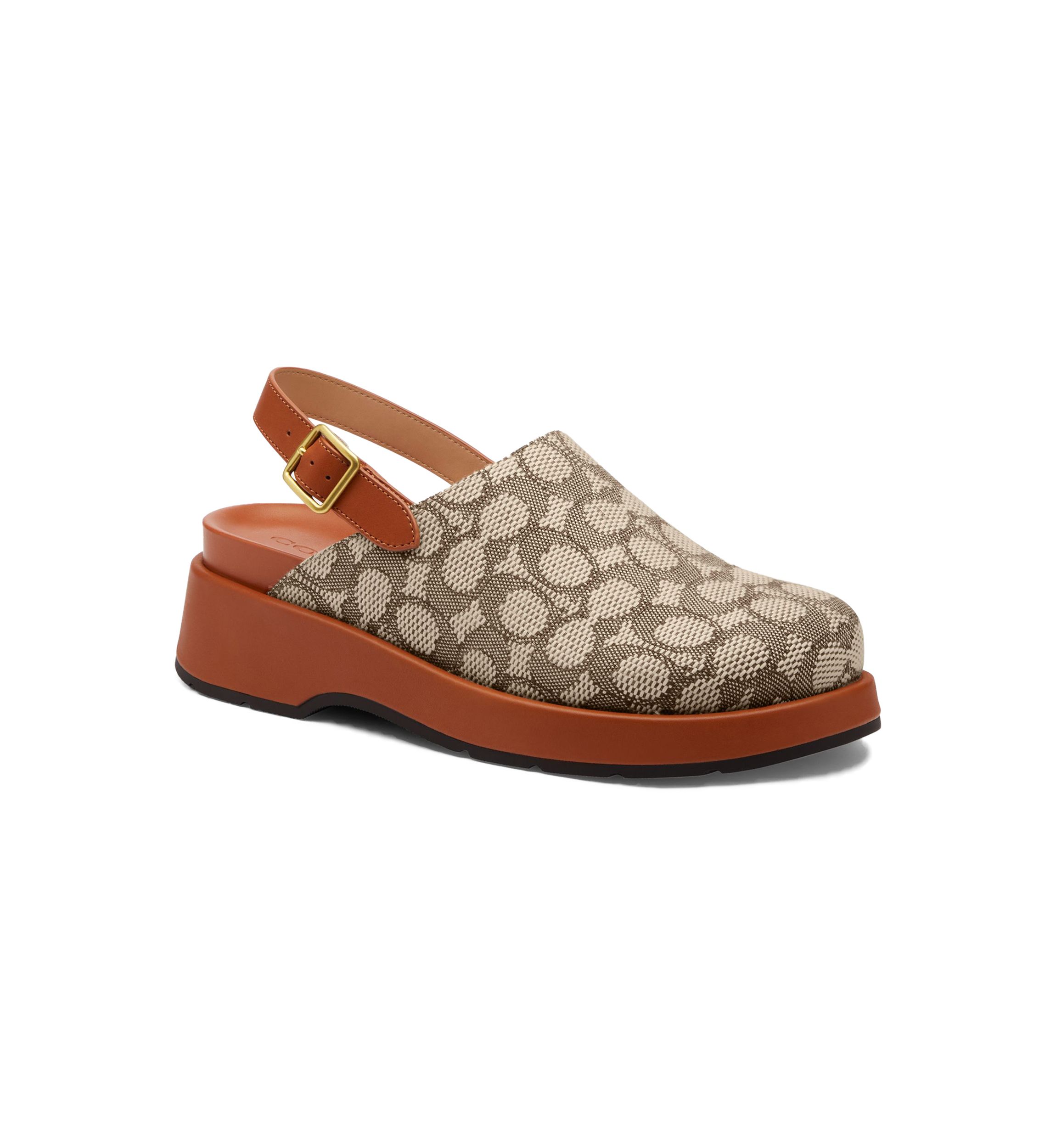 Signature Textile Jacquard Sculpted C Platform Clogs