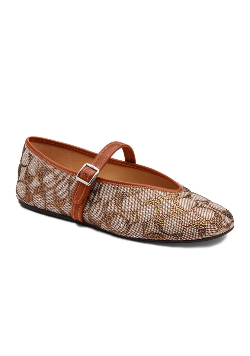 Crystal Signature Jacquard Mary Jane Flats