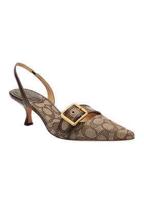 COACH Women's Signature Jacquard Margot Slingbacks, 6M