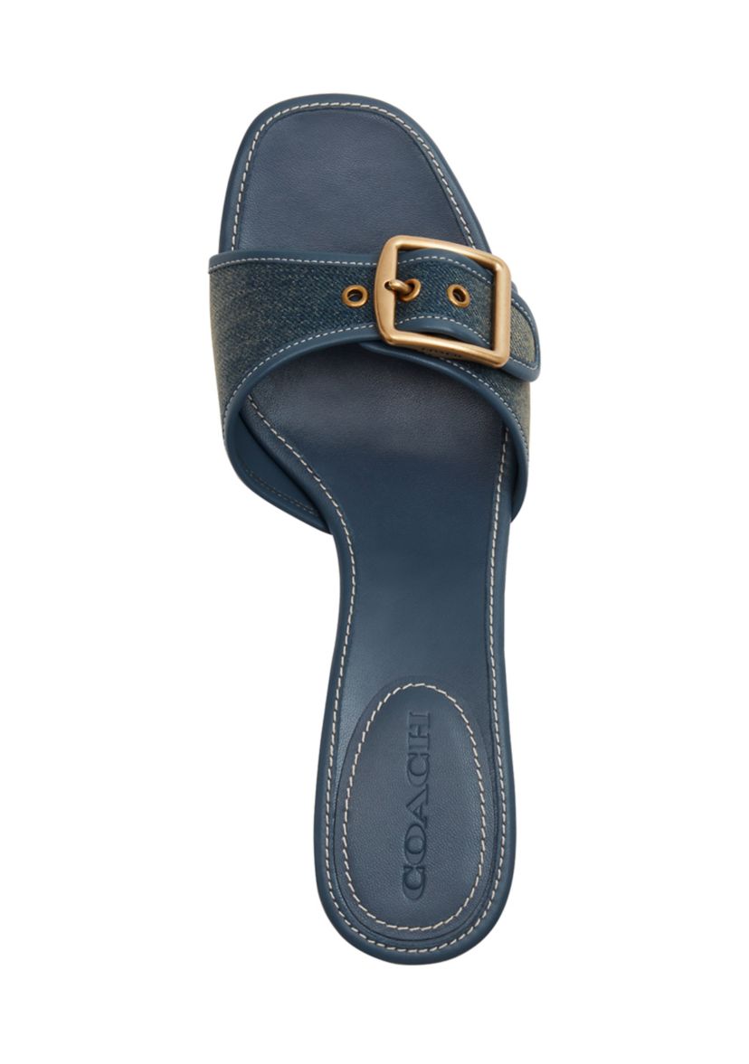 Coach Kids Gray Logo Strap Sandals with Blue Accent Straps BN COACH CE496 ULI LOGO SPORT SLIDE Chalk/ Sky Blue | eBay main image 3