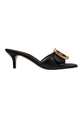 COACH Women's Margot Oversized Buckle Loved Leather Sandals, Black, 8M