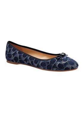 COACH Women's Abigail Signature Denim Flats, Blue, 7M -  0196395274536