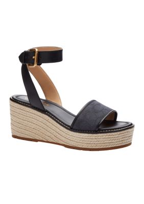 COACH Women's Katherine Signature Denim Espadrille Sandals, Black, 10M -  0196395280179