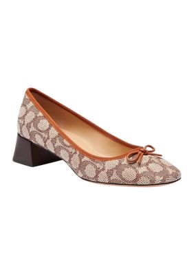 COACH Women's Ava Signature Textile Jacquard Ballet Pumps, 9.5M -  0196395377343