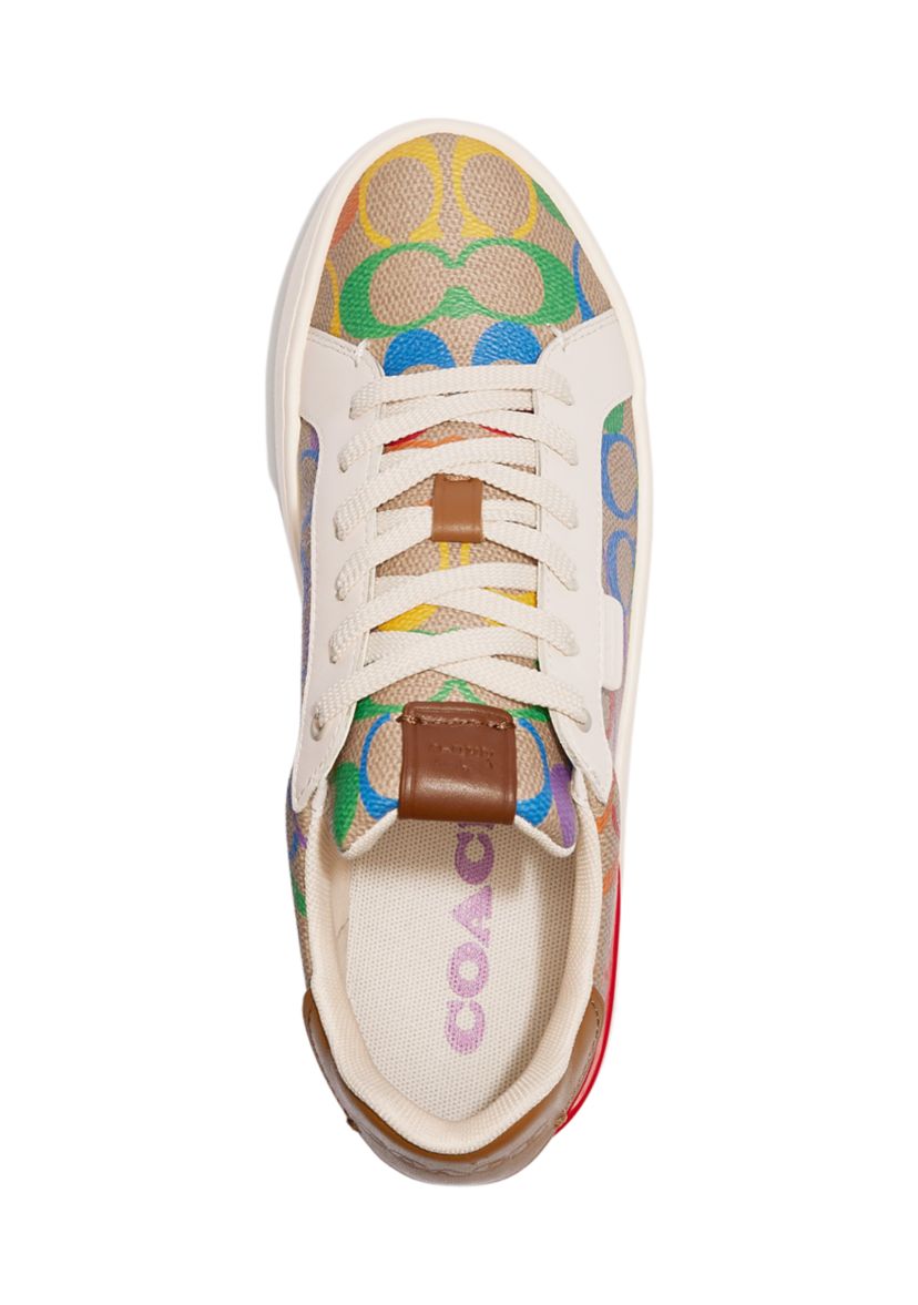 Womens  Lowline Rainbow Signature Canvas Low Top Sneakers