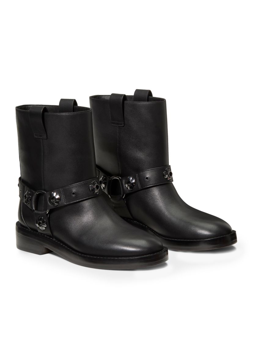 Flower Stud Moto Boots