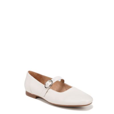 Naturalizer Women's Kelly Mary Jane Flat, White, 5.5M