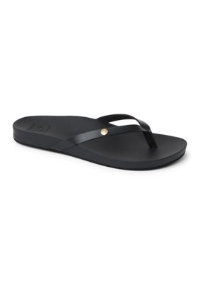 Reef Women's Vista Ivy Footbed Thong Flip Flop Sandals, Black, 9.5M