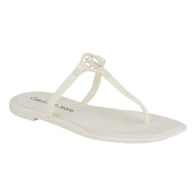 Calvin Klein Women's Edhen Open-toe Casual Flat Sandals, White, 11M