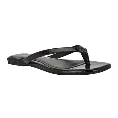 Calvin Klein Women's Stelea Square Toe Slip-on Casual Sandals, Black, 6.5M