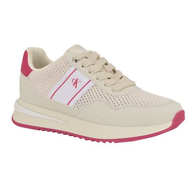 Calvin Klein Women's Palimer Round Toe Lace-up Casual Sneakers, Pink, 6M