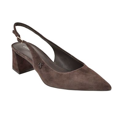 Calvin Klein Women's Sarra Pointy Toe Dress Slingback Pumps, Dark Brown, 11M