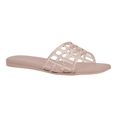 Calvin Klein Women's Yelena Square Toe Slip-on Flat Sandals, Pink, 10M
