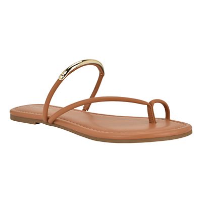 Calvin Klein Women's Bienna Slip-on Flat Casual Sandals, Brown, 8.5M