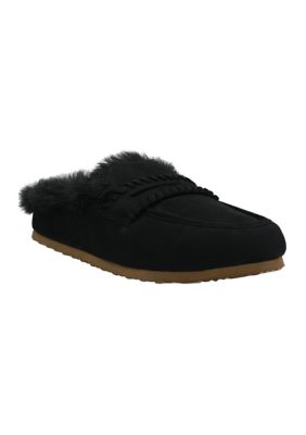 Wonderly Women's Izzie Fur Trimmed Clogs, Black, 6M