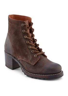 Frye Women's Sabrina 6G Lace Up Combat Boots, Dark Brown, 9M -  0190918698977