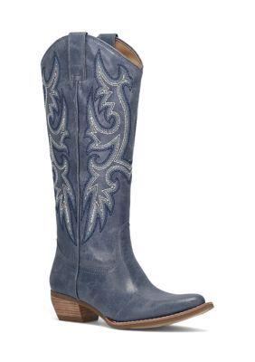 Frye & Co Women's Irlene Tall Deco Stitch Western Boots, Blue, 11M