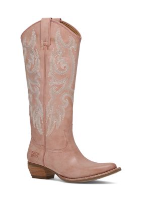 Frye & Co Women's Irlene Tall Deco Stitch Western Boots, Pink, 8.5M