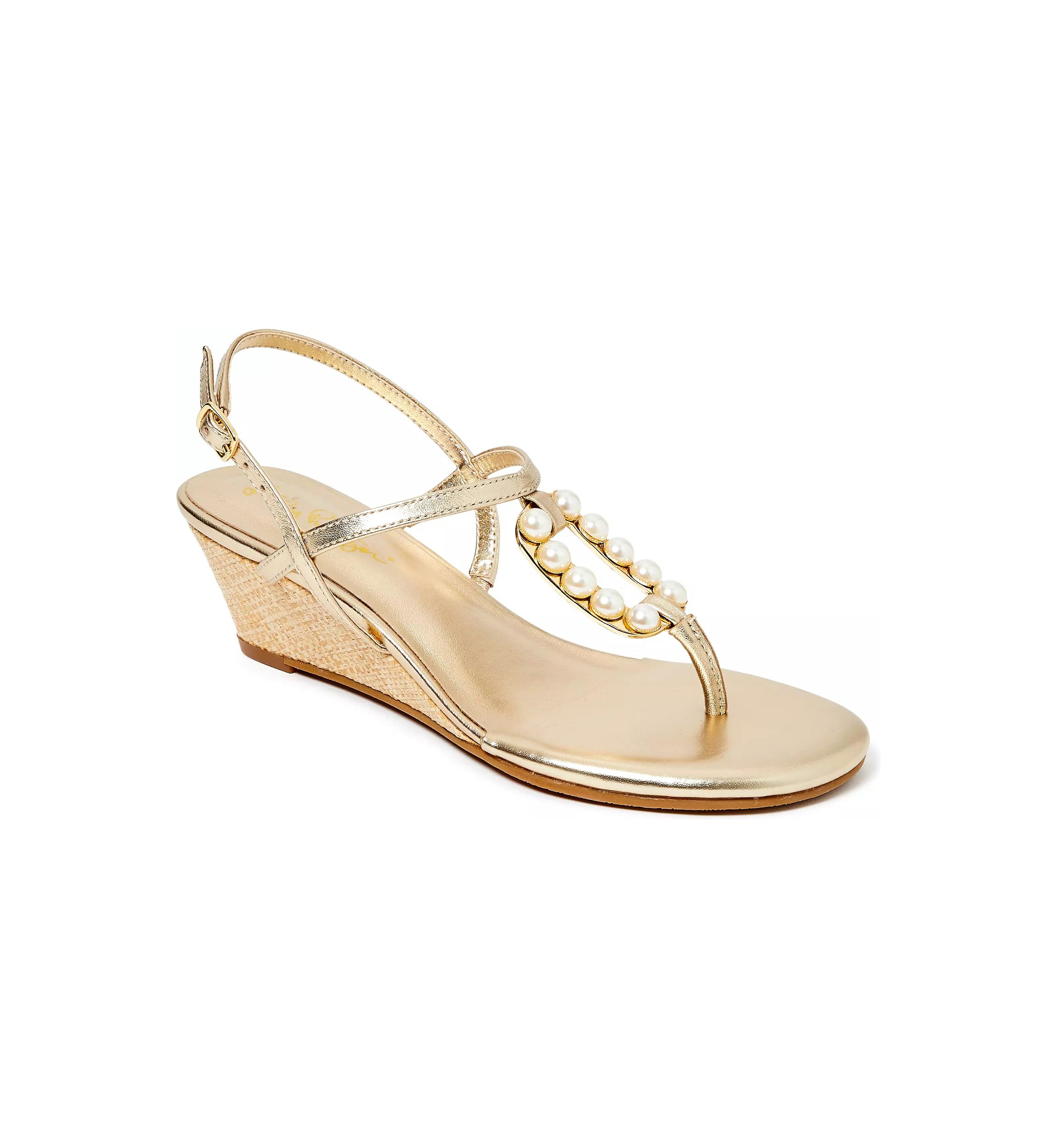 Good as Gold Pearl Wedge Sandals