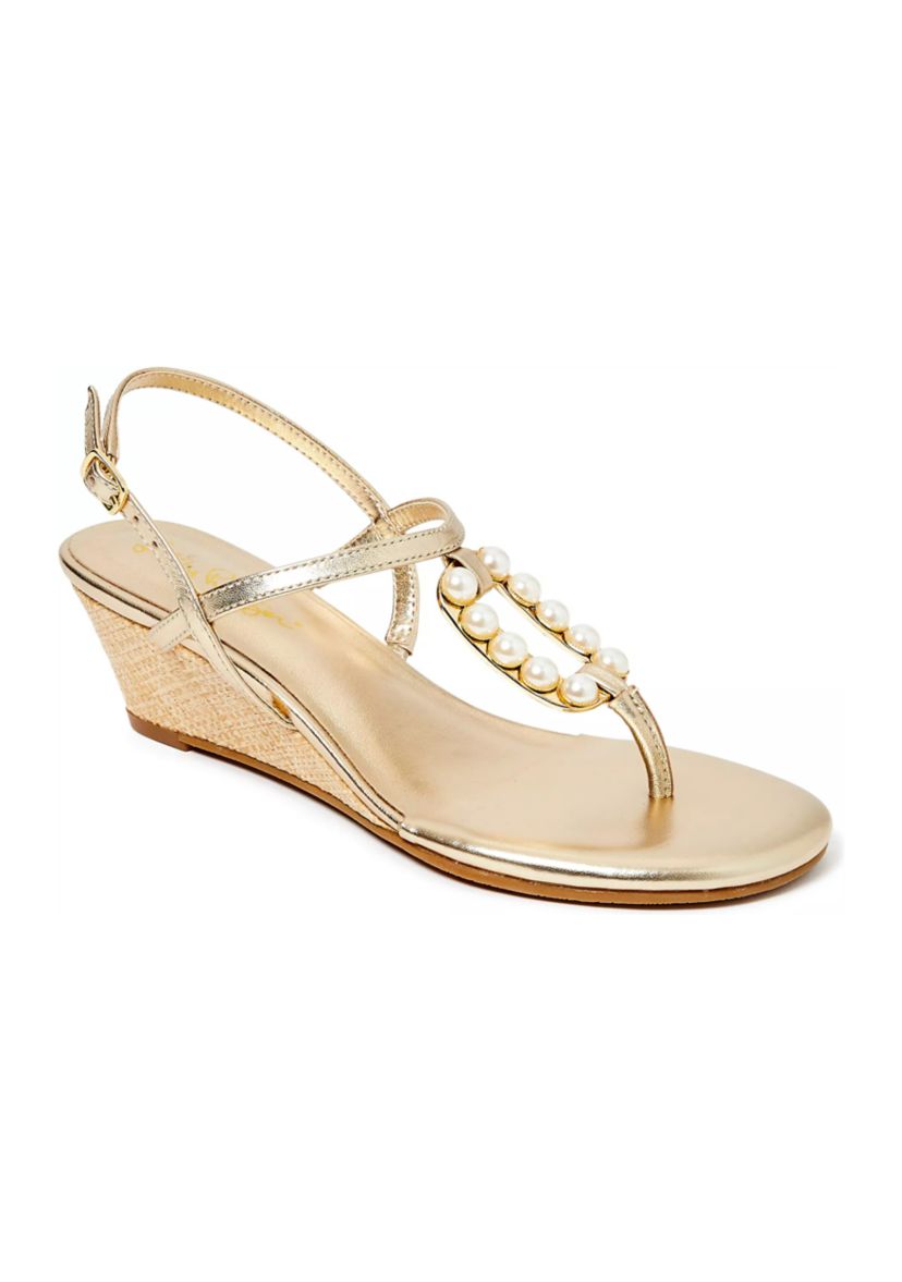 Good as Gold Pearl Wedge Sandals