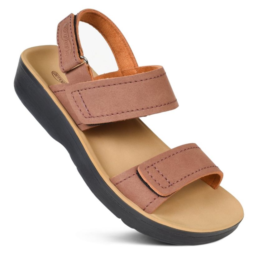 Renee Womens Adjustable Strappy Sandal with Comfortable Arch Support