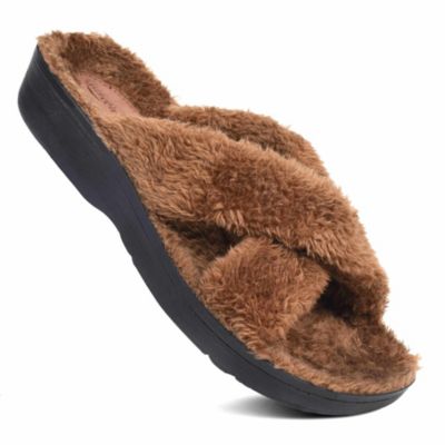 Aerothotic Lola Soft Cozy Women's Slipper, Brown, 6M