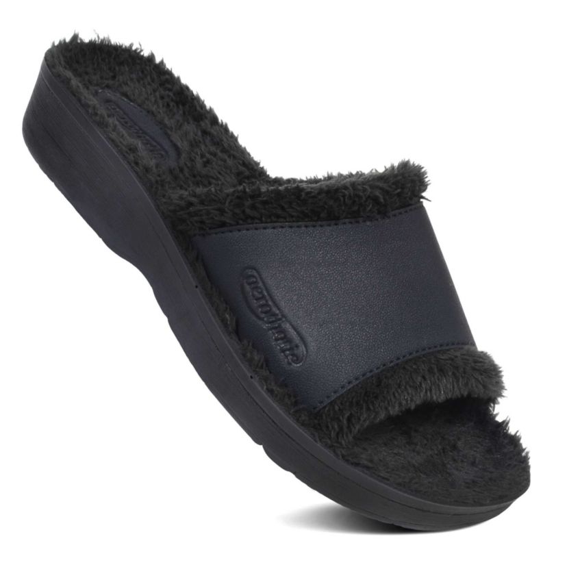 Aerothotic - Aspen Fuzzy Strap Womens Slipper