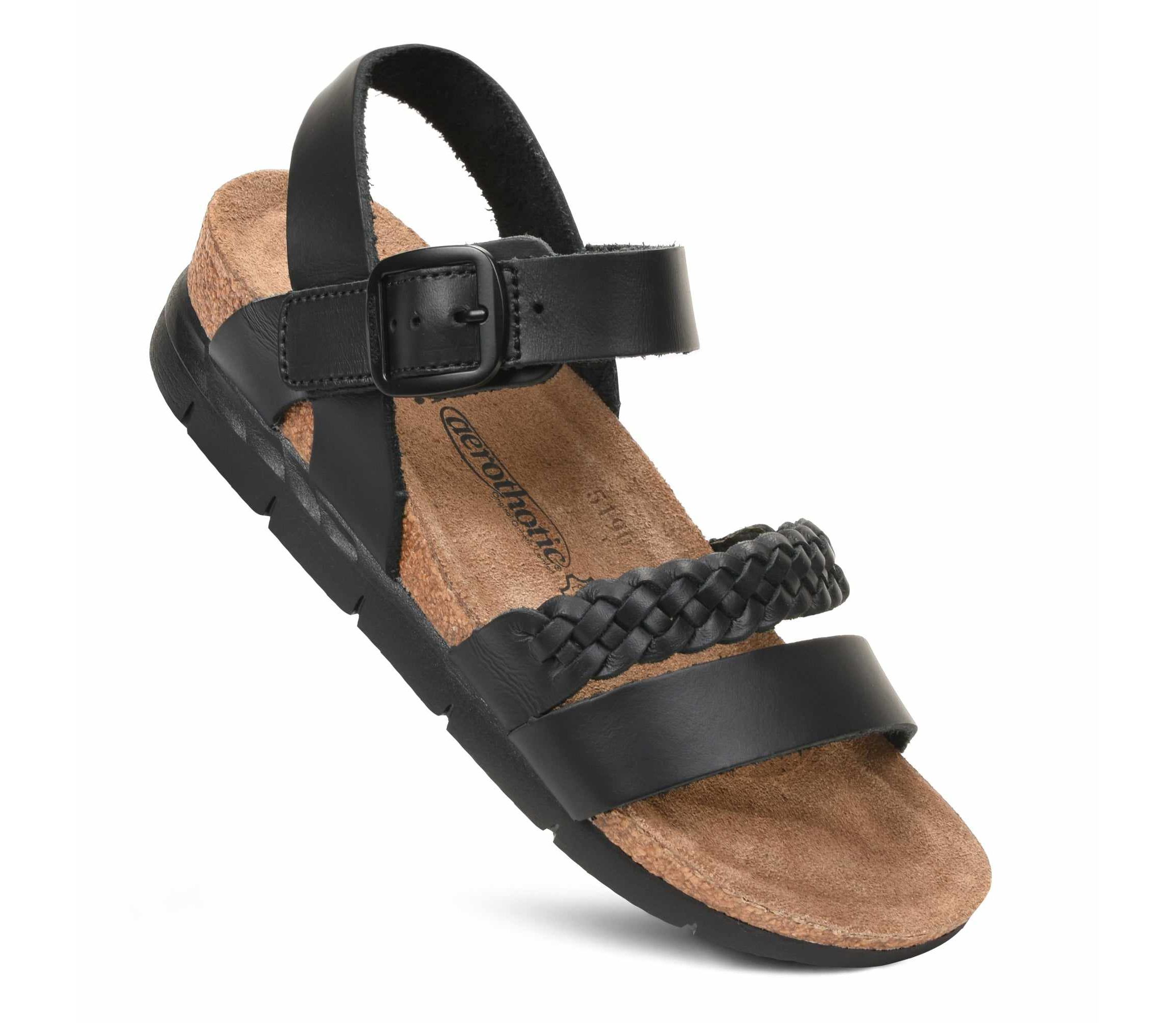 Aerothotic - Quinn Comfortable Braided Leather Platform Sandals with Arch Support