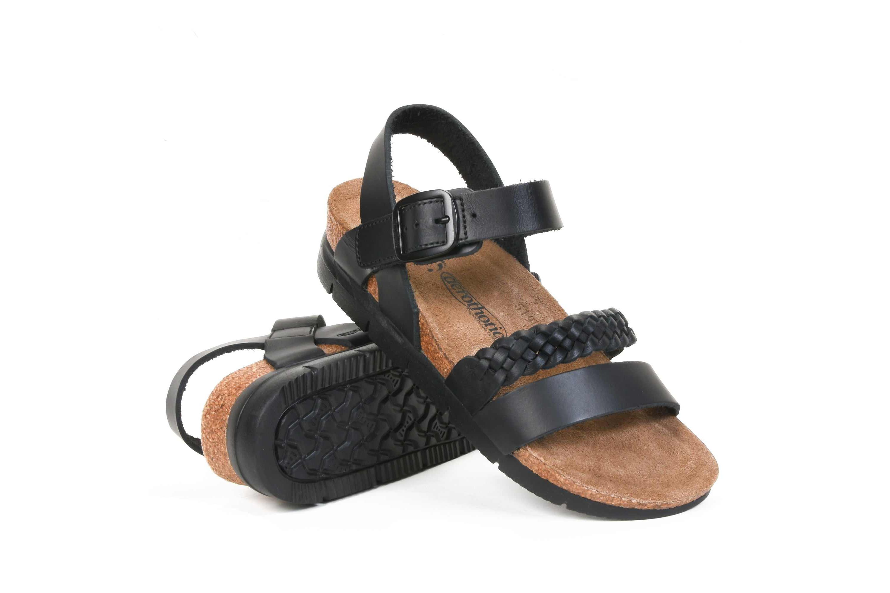 Aerothotic - Quinn Comfortable Braided Leather Platform Sandals with Arch Support