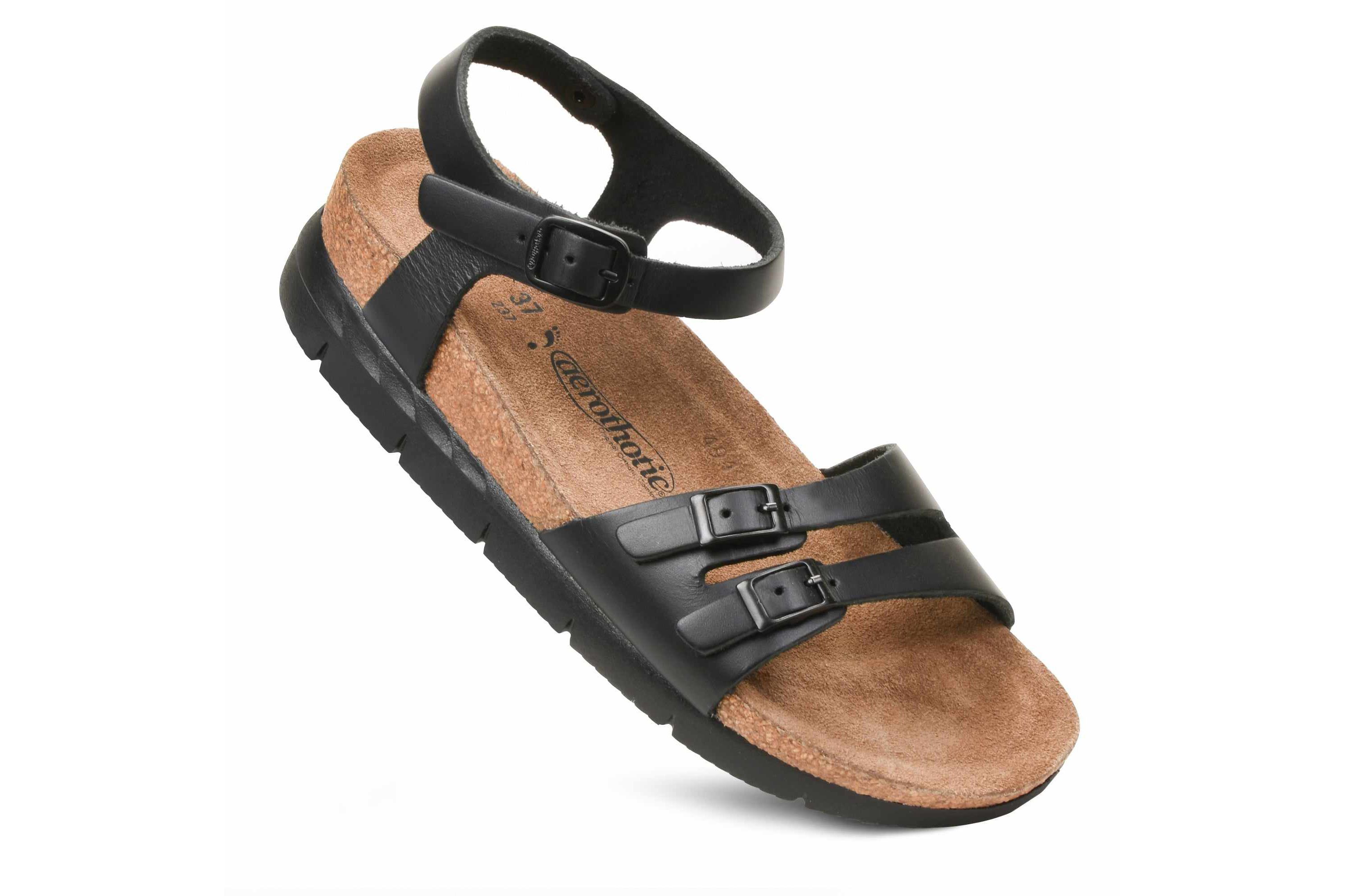 Aerothotic - Whitney Open Toe Genuine Leather Platform Sandals with Adjustable Ankle Strap