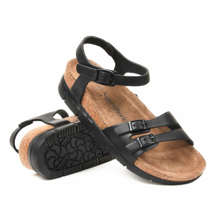 Aerothotic - Whitney Open Toe Genuine Leather Platform Sandals with Adjustable Ankle Strap