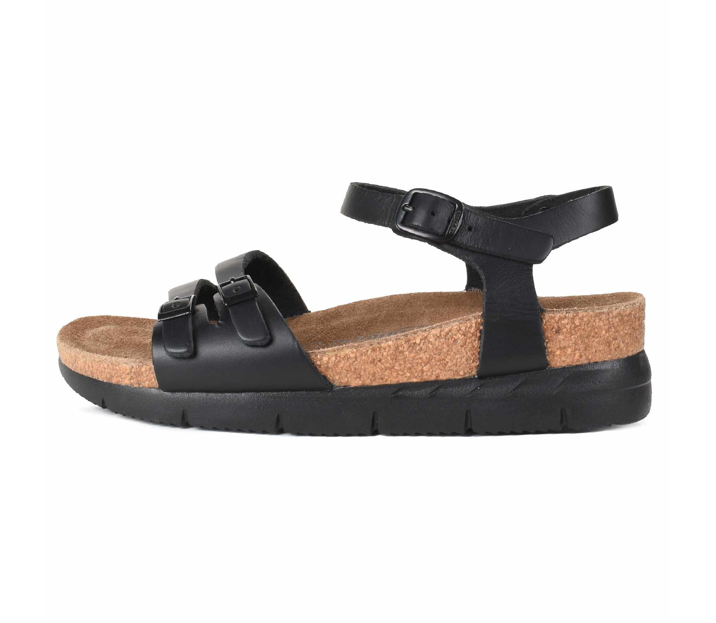 Aerothotic - Whitney Open Toe Genuine Leather Platform Sandals with Adjustable Ankle Strap