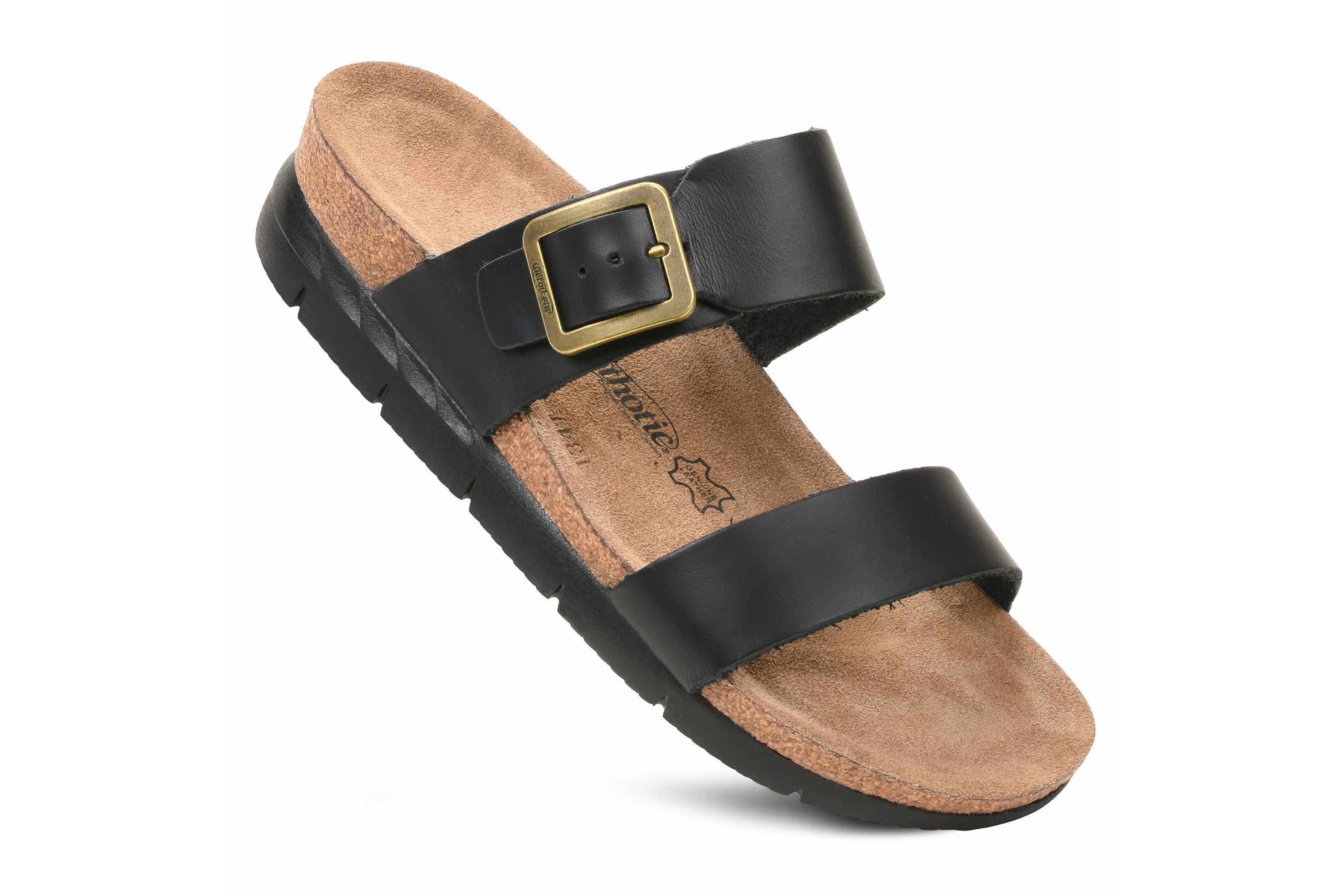 Aerothotic - Florence Genuine Leather Wedge Platform Slide Sandals Slip On