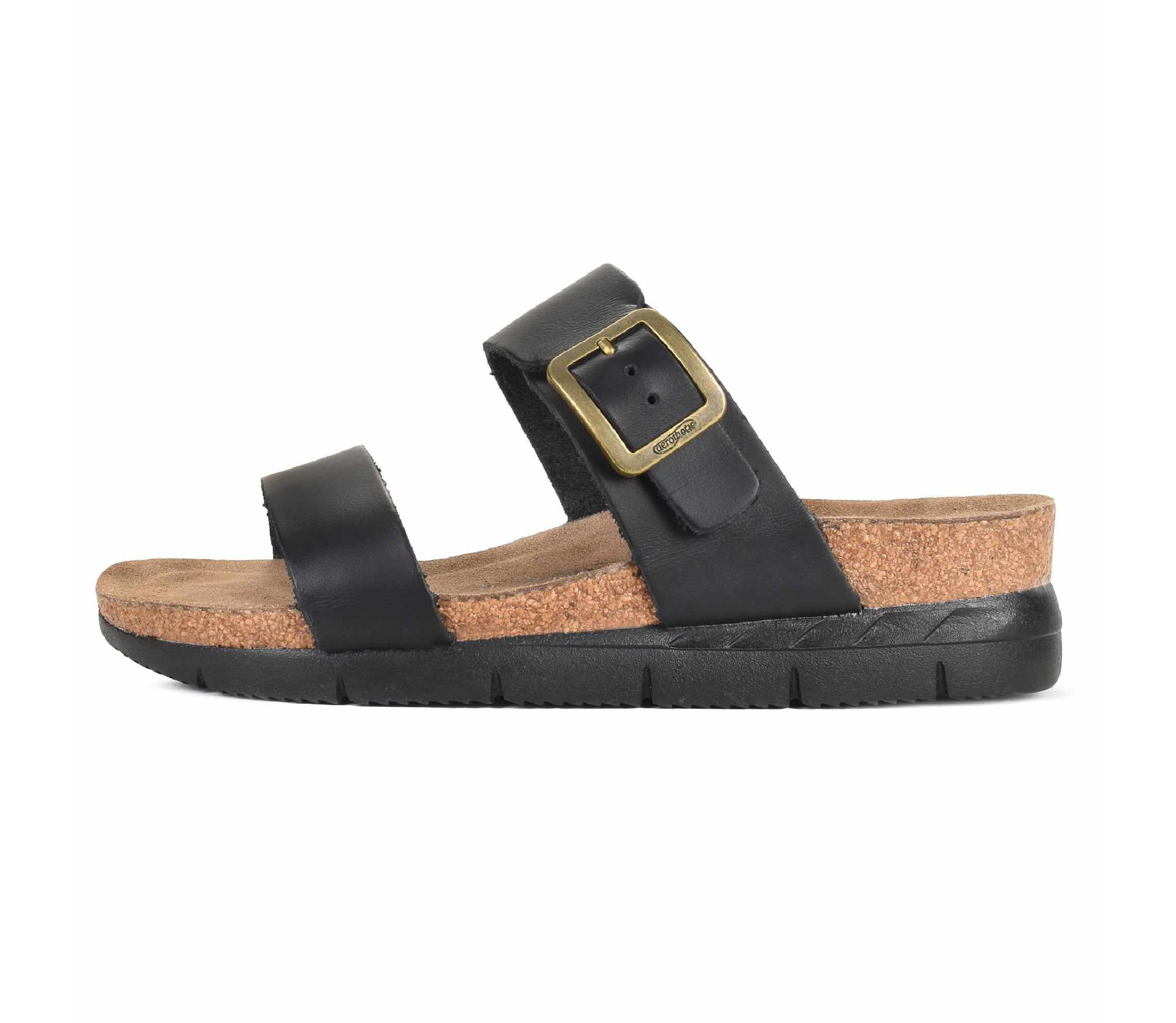 Aerothotic - Florence Genuine Leather Wedge Platform Slide Sandals Slip On