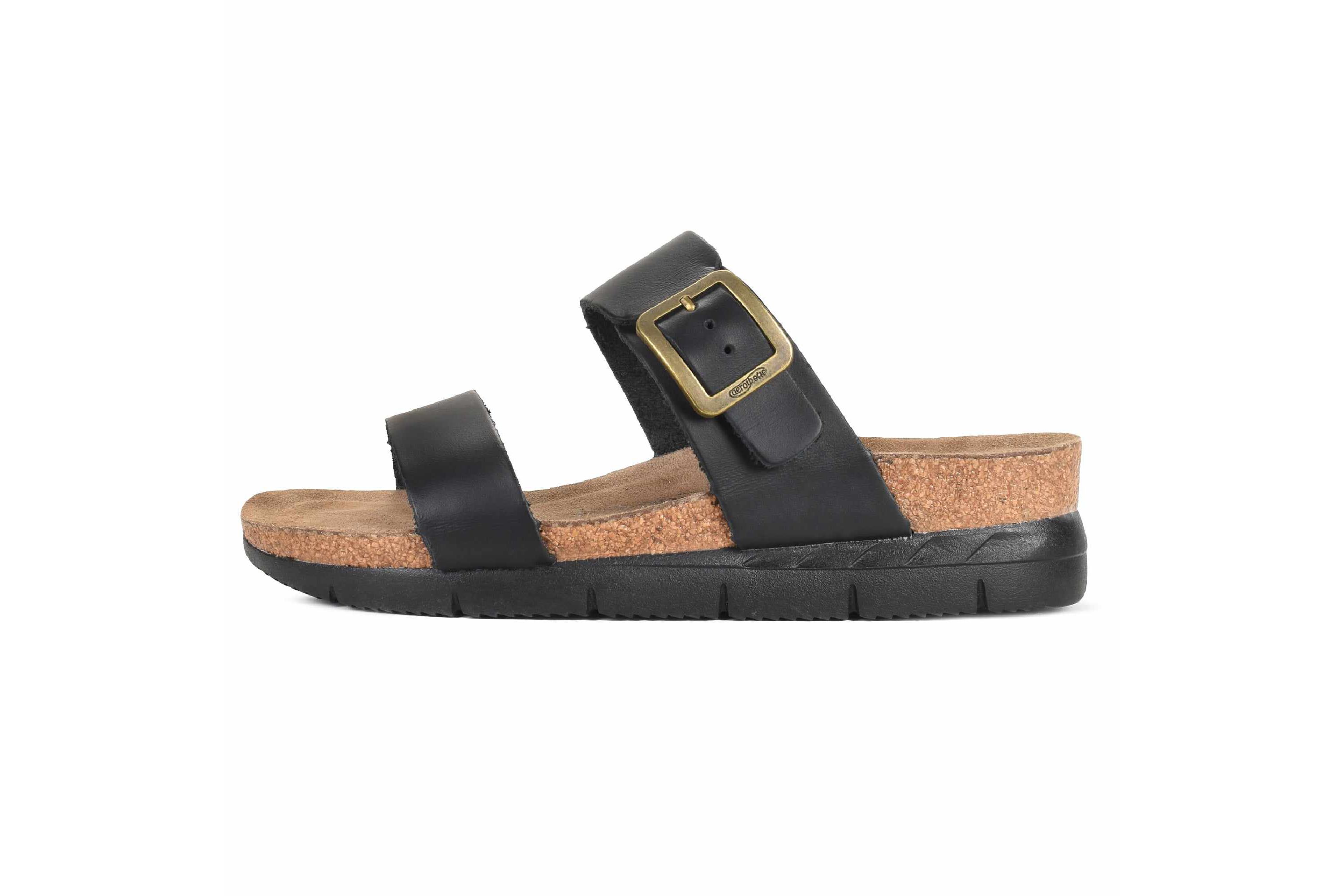 Aerothotic - Florence Genuine Leather Wedge Platform Slide Sandals Slip On