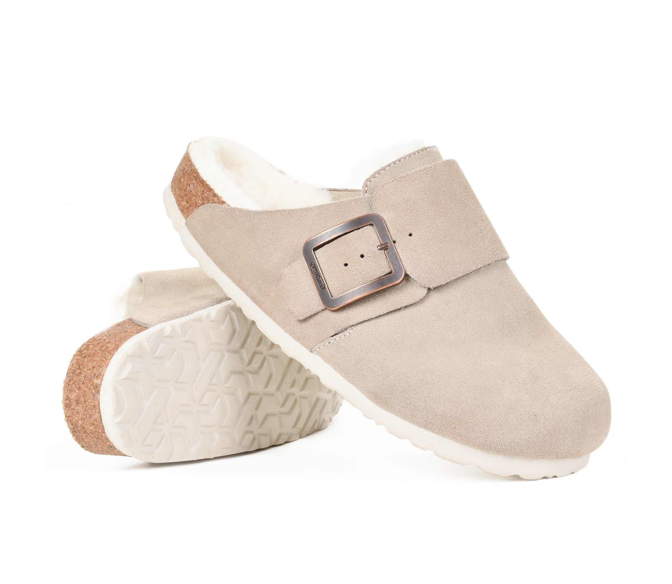 Aerothotic - Atlas Fur Genuine Leather Fur Lined Clogs for Women with Arch Support
