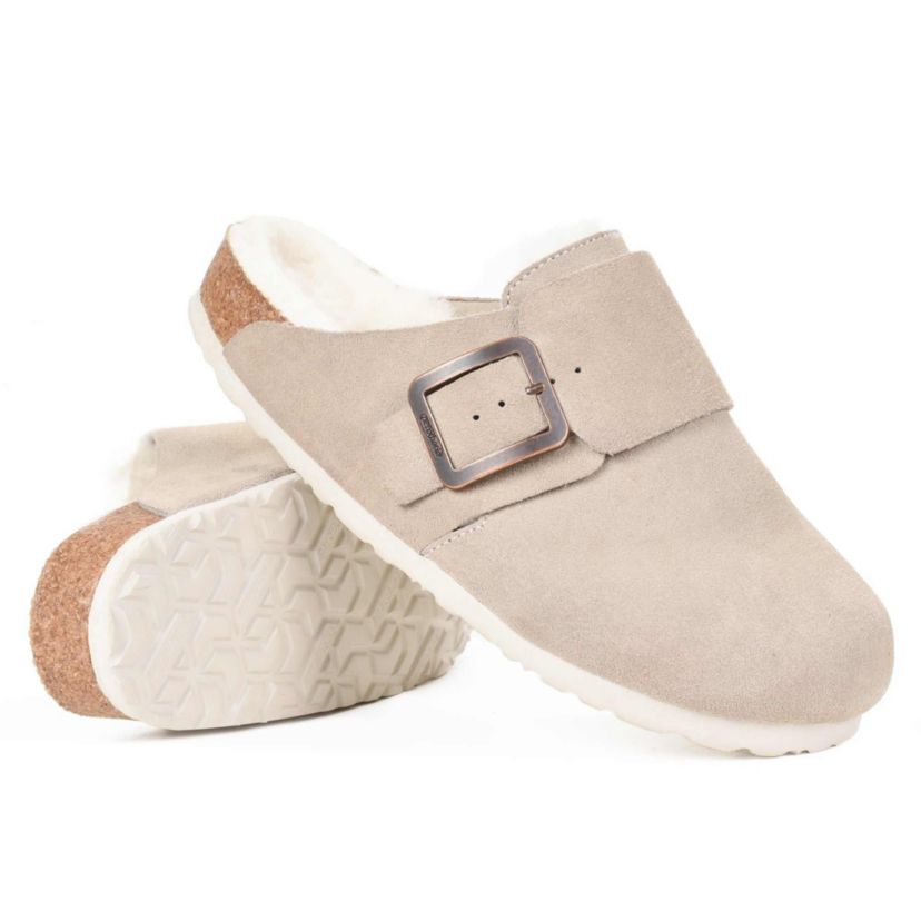 Aerothotic - Atlas Fur Genuine Leather Fur Lined Clogs for Women with Arch Support