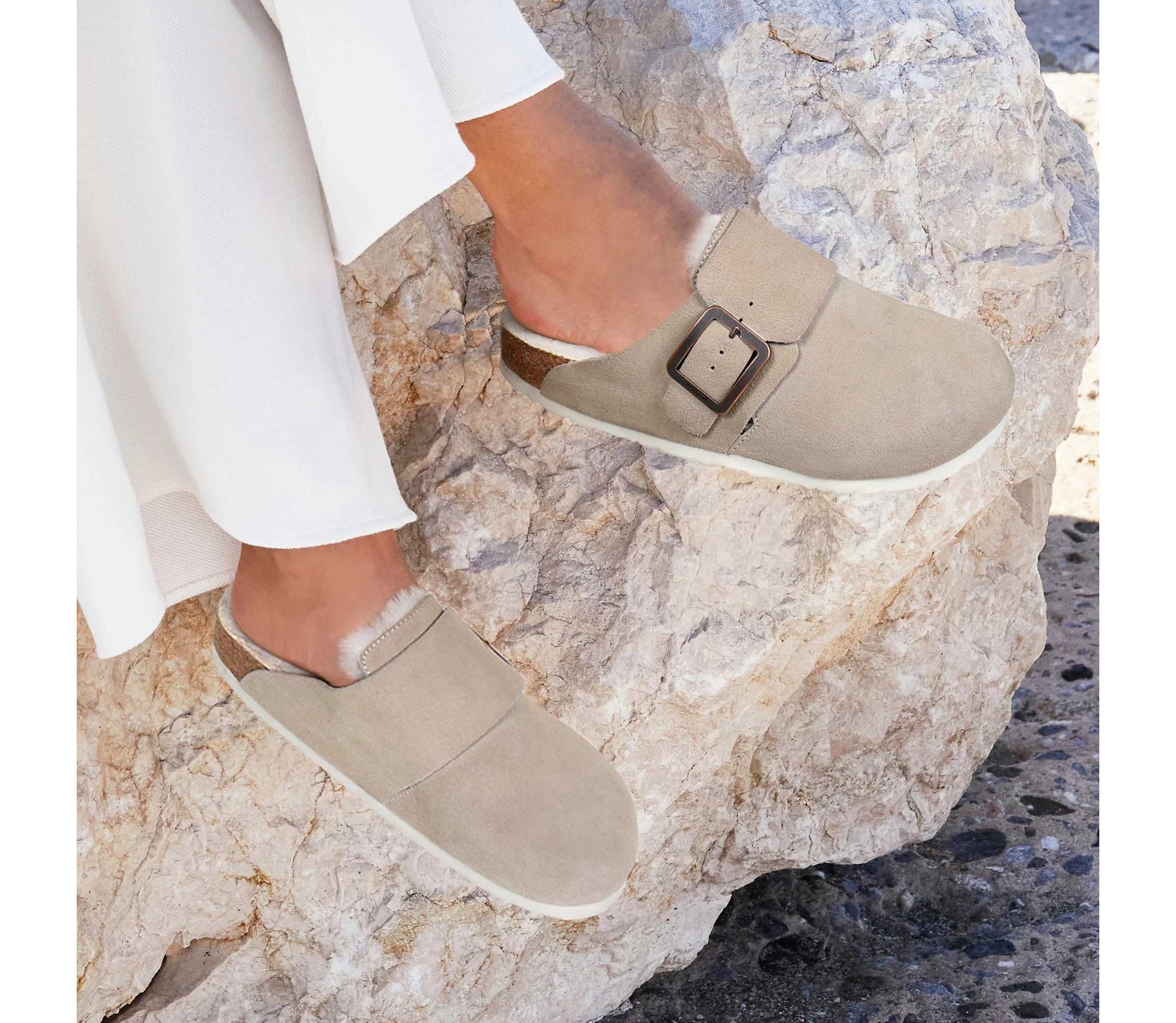 Aerothotic - Atlas Fur Genuine Leather Fur Lined Clogs for Women with Arch Support