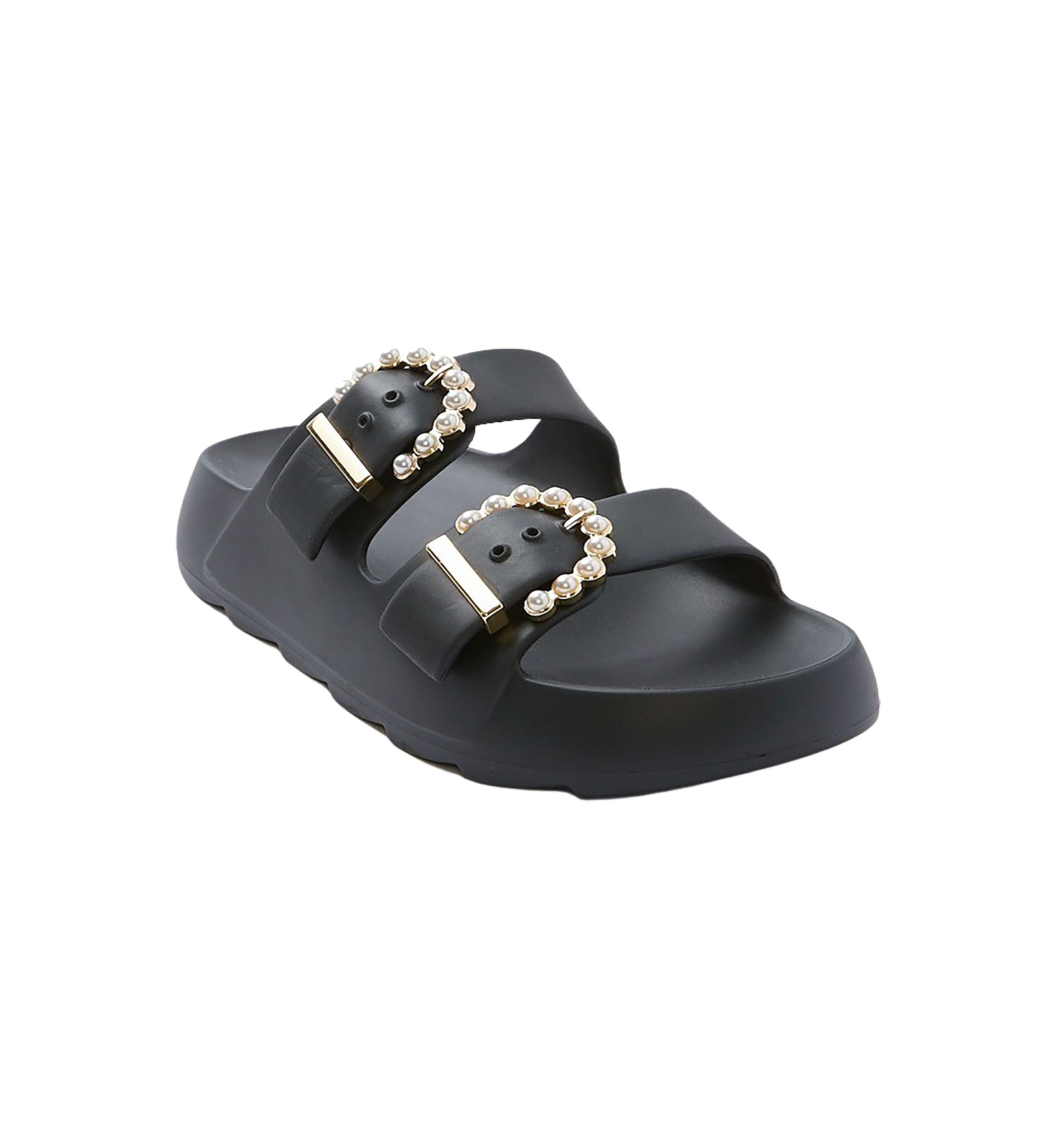 Pearl Buckle Slide Sandals